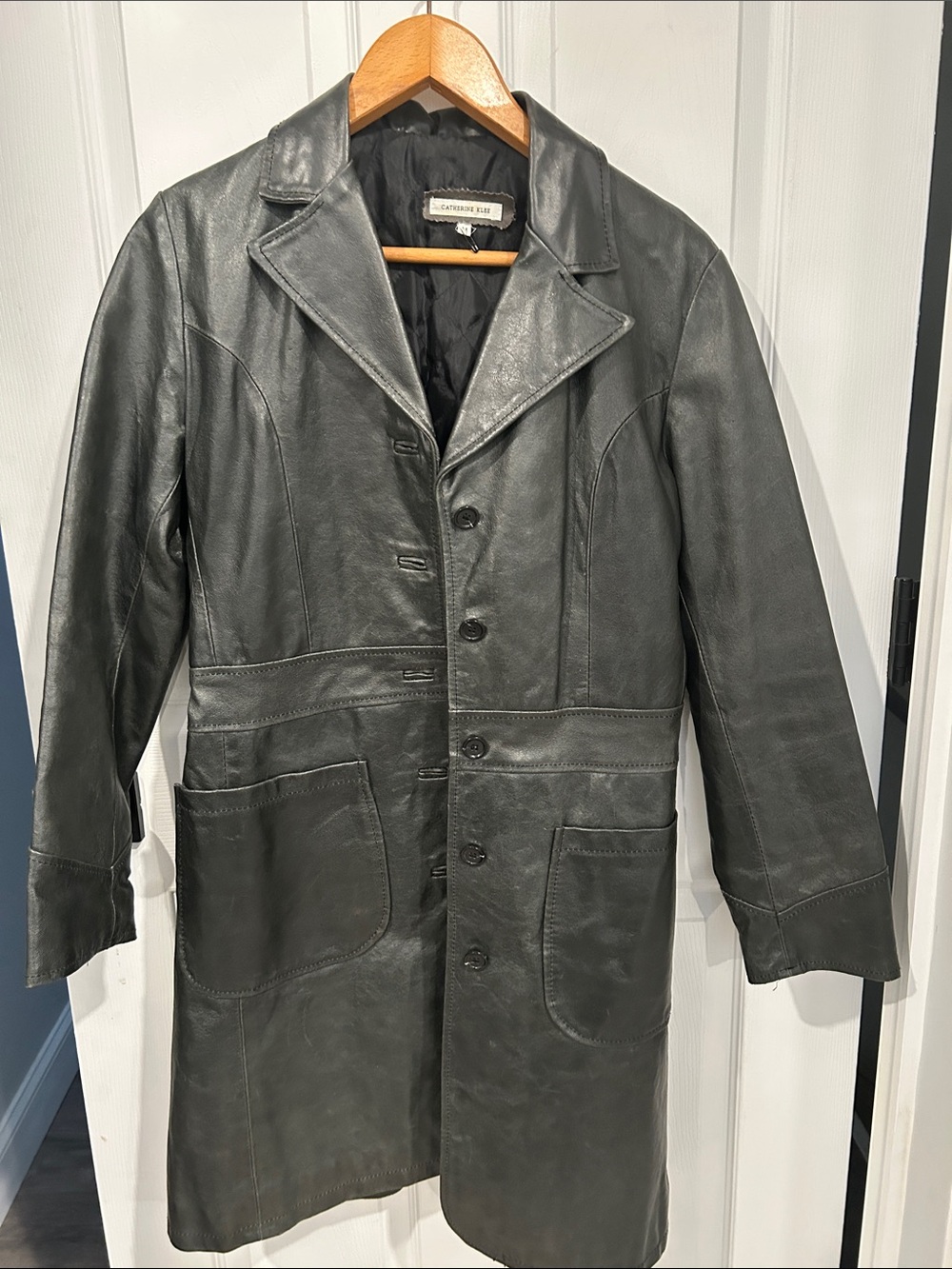 Catherine Klee Women’s Black Leather Trench Coat